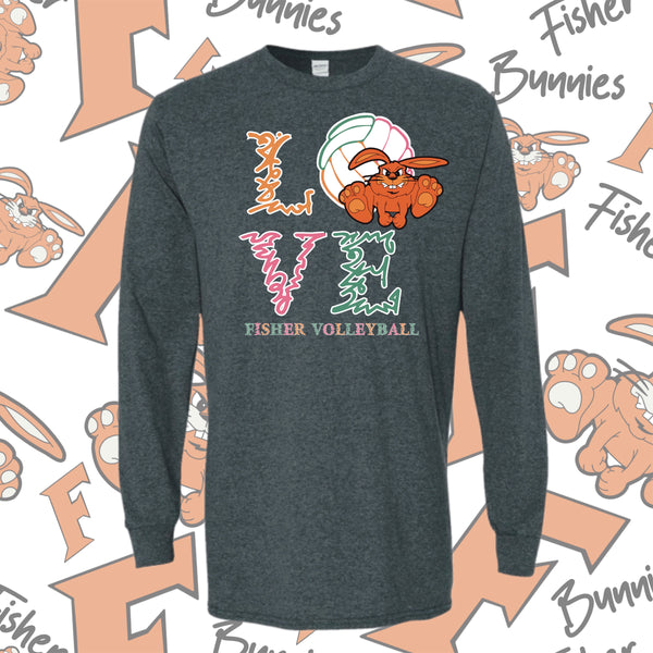 Love Volleyball (2 Color Options) Cotton Long Sleeve Tee