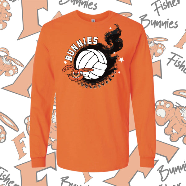 Volleyball Flames Cotton Long Sleeve Tee (2 Color Options)