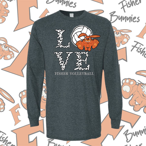 Love Volleyball (2 Color Options) Cotton Long Sleeve Tee