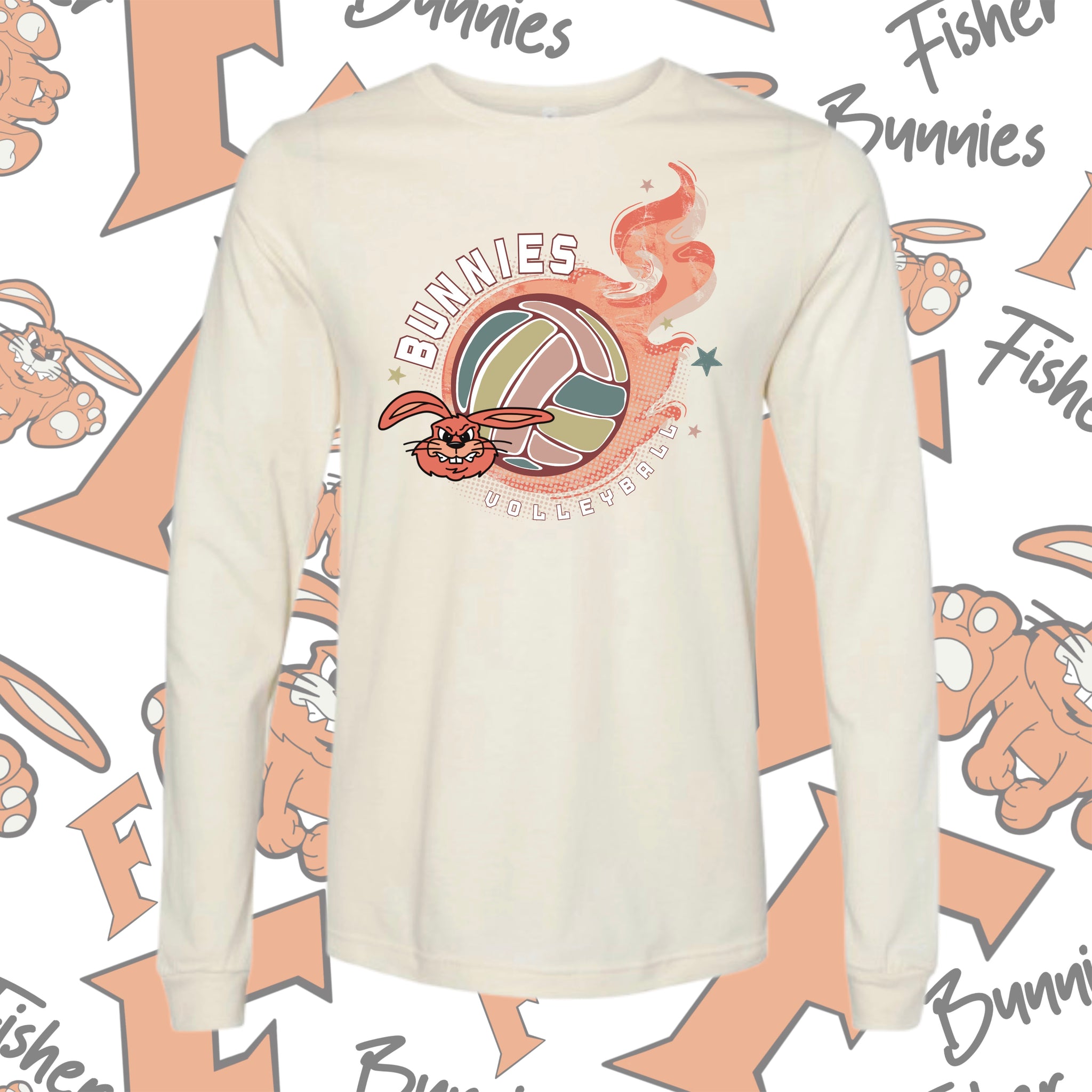 Volleyball Flames Cotton Long Sleeve Tee (2 Color Options)