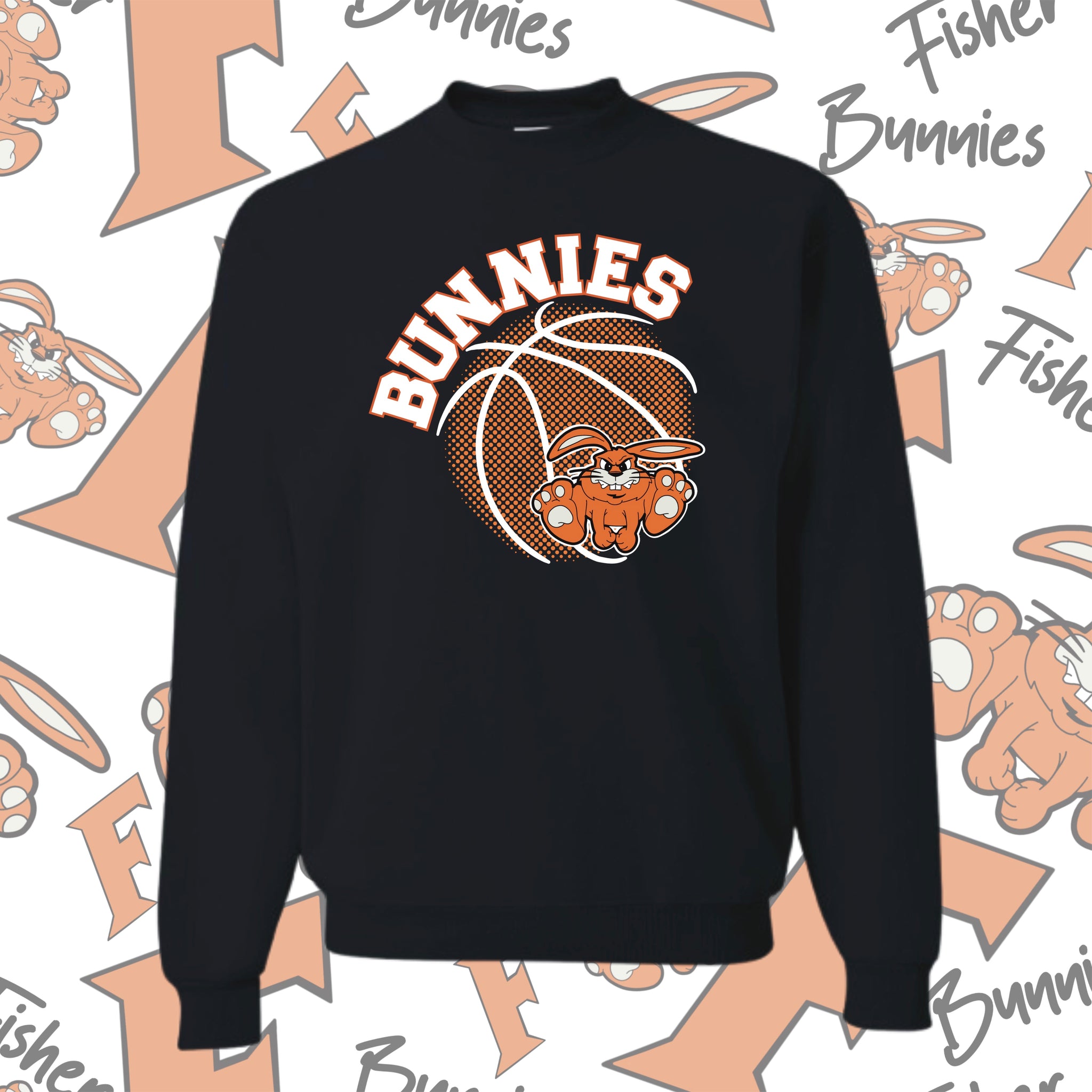 Fisher Bunnies Basketball Ball Design Crewneck Sweatshirt