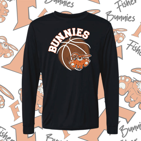 Fisher Bunnies Basketball Ball Design Moisture-Wicking Long Sleeve Tee