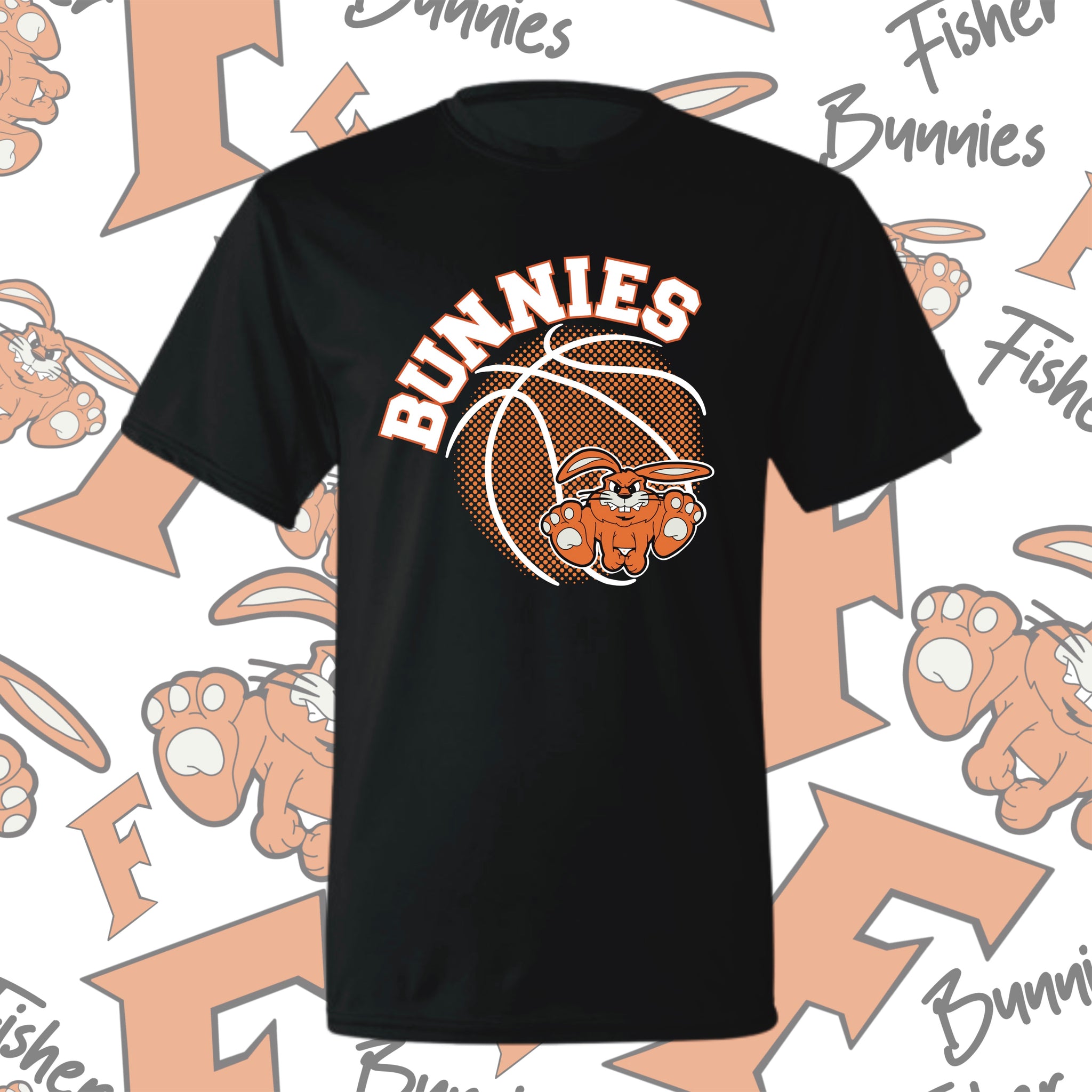 Fisher Bunnies Basketball Ball Design Moisture-Wicking Short Sleeve Tee