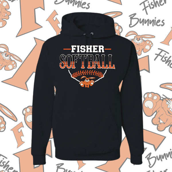 Fisher Bunnies Softball Base Design Hoodie