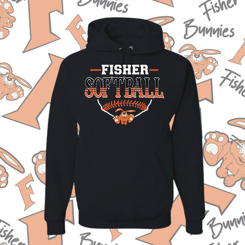 Fisher Bunnies Softball Base Design Hoodie