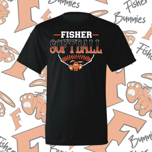 Fisher Bunnies Softball Base Design Moisture-Wicking Short Sleeve Tee