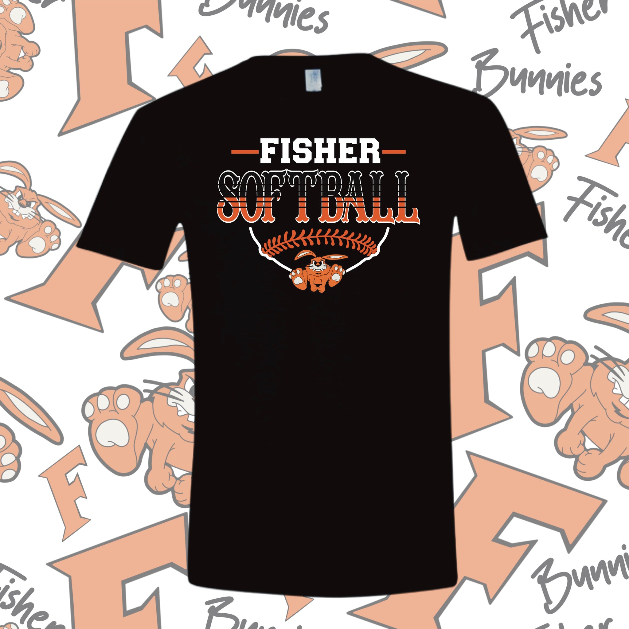 Cotton Fisher Softball Base Design Tee