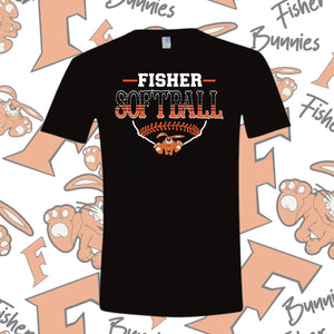 Cotton Fisher Softball Base Design Tee