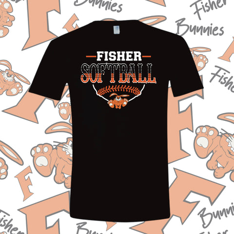 Cotton Fisher Softball Base Design Tee
