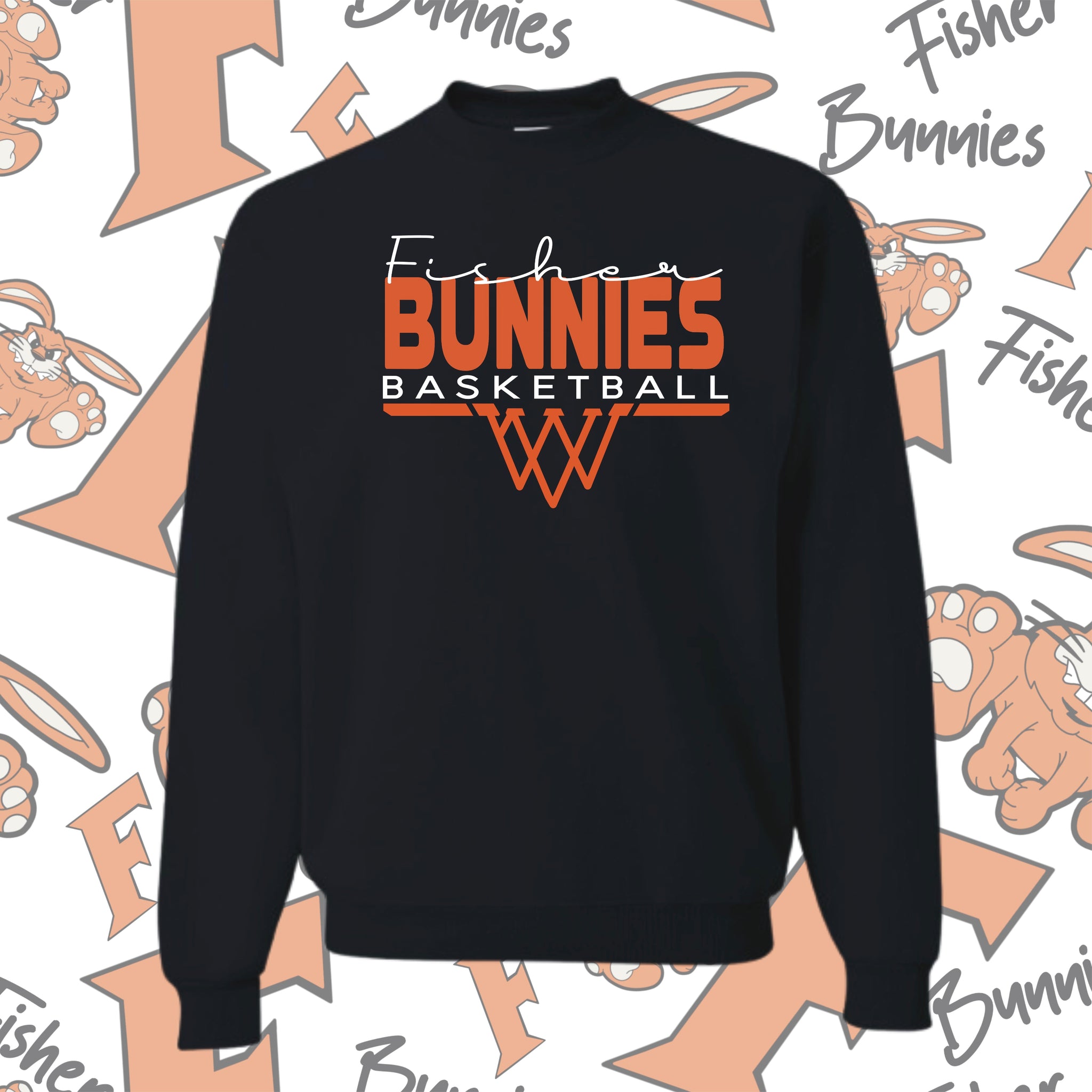 Fisher Bunnies Basketball Basket Design Crewneck Sweatshirt