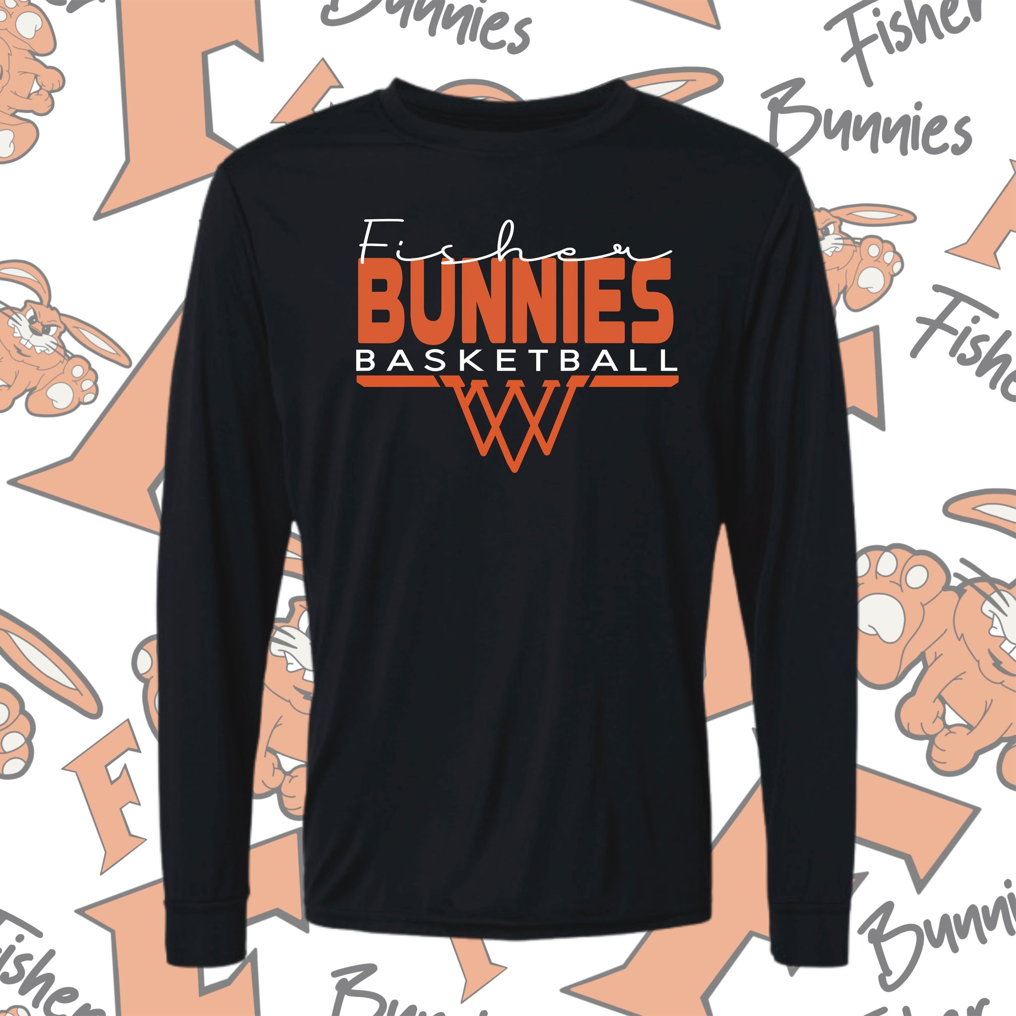 Fisher Bunnies Basketball Basket Design Moisture-Wicking Long Sleeve Tee