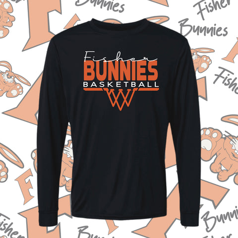 Fisher Bunnies Basketball Basket Design Moisture-Wicking Long Sleeve Tee