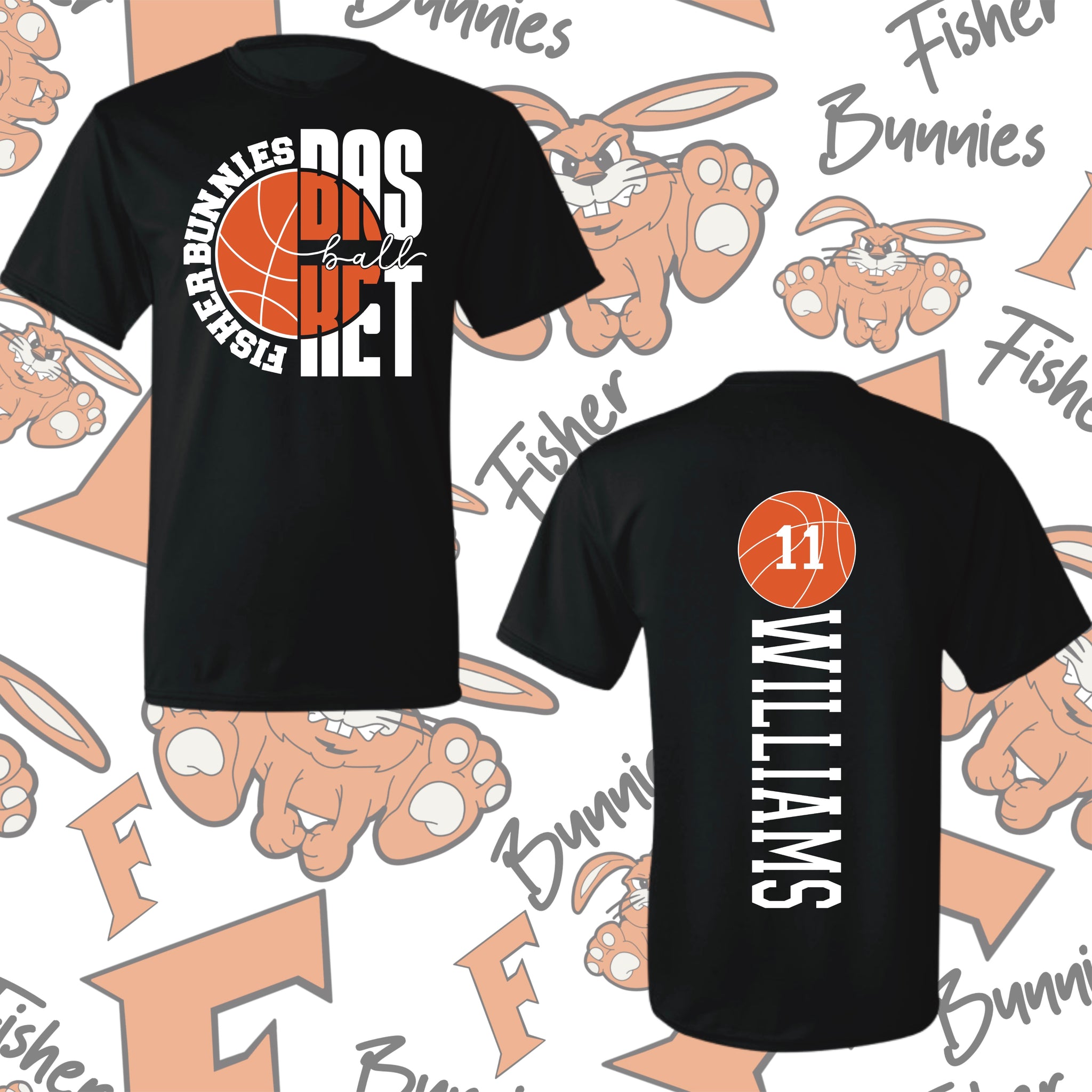 Fisher Bunnies Basketball Double Sided Moisture-Wicking Short Sleeve Tee
