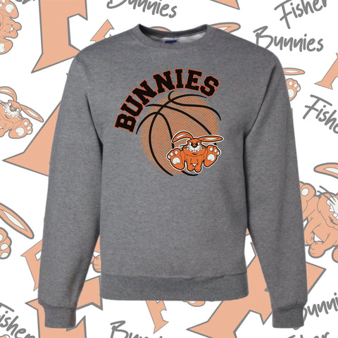 Fisher Bunnies Basketball Ball Design Crewneck Sweatshirt