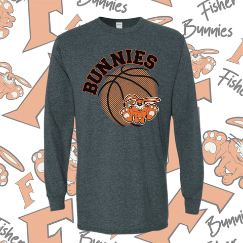 Fisher Basketball Ball Design Cotton Long Sleeve Tee