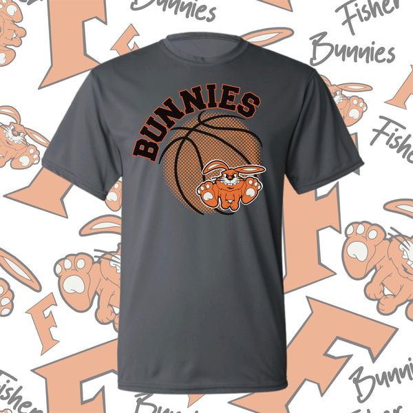 Fisher Bunnies Basketball Ball Design Moisture-Wicking Short Sleeve Tee