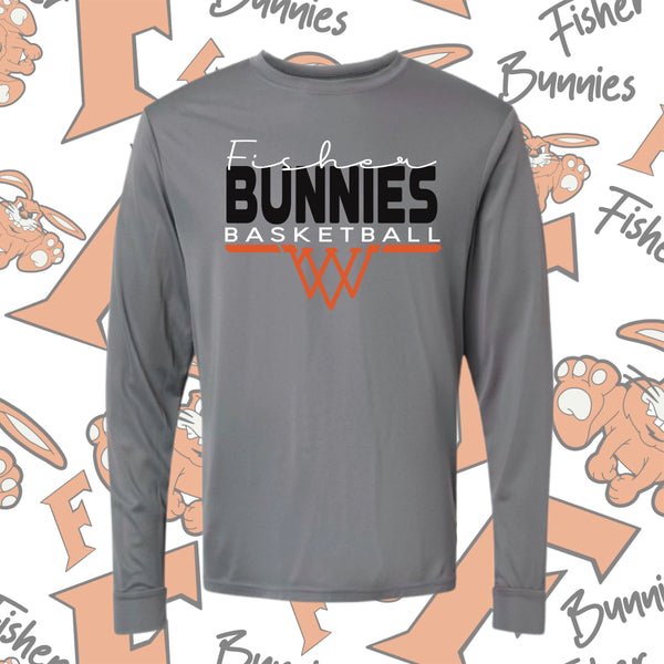 Fisher Bunnies Basketball Basket Design Moisture-Wicking Long Sleeve Tee