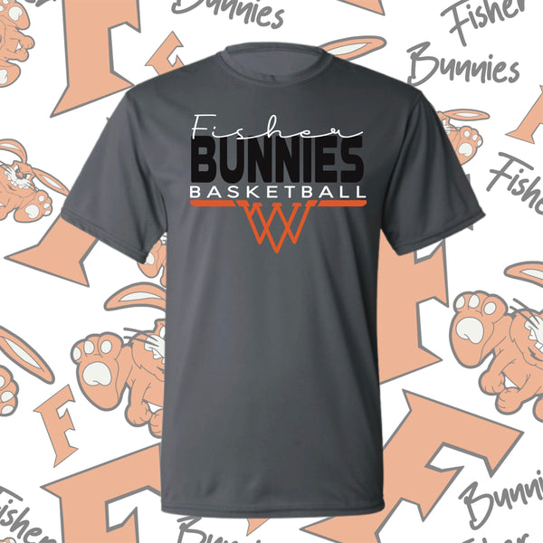 Fisher Bunnies Basketball Basket Design Moisture-Wicking Short Sleeve Tee
