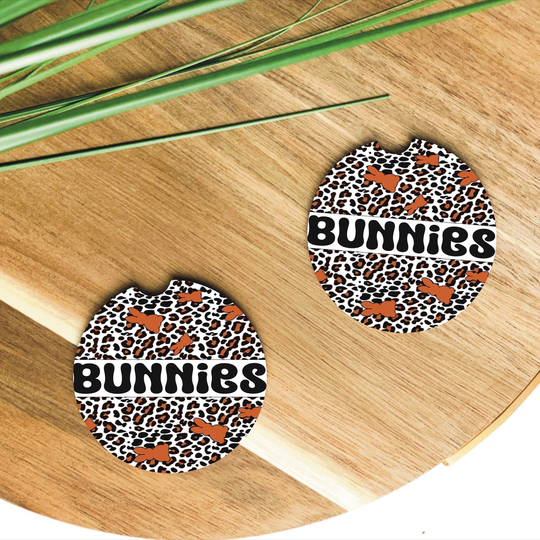 Cheetah Print Bunnies Set of 2 Car Coasters