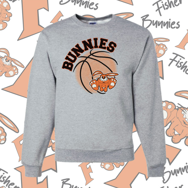 Fisher Bunnies Basketball Ball Design Crewneck Sweatshirt