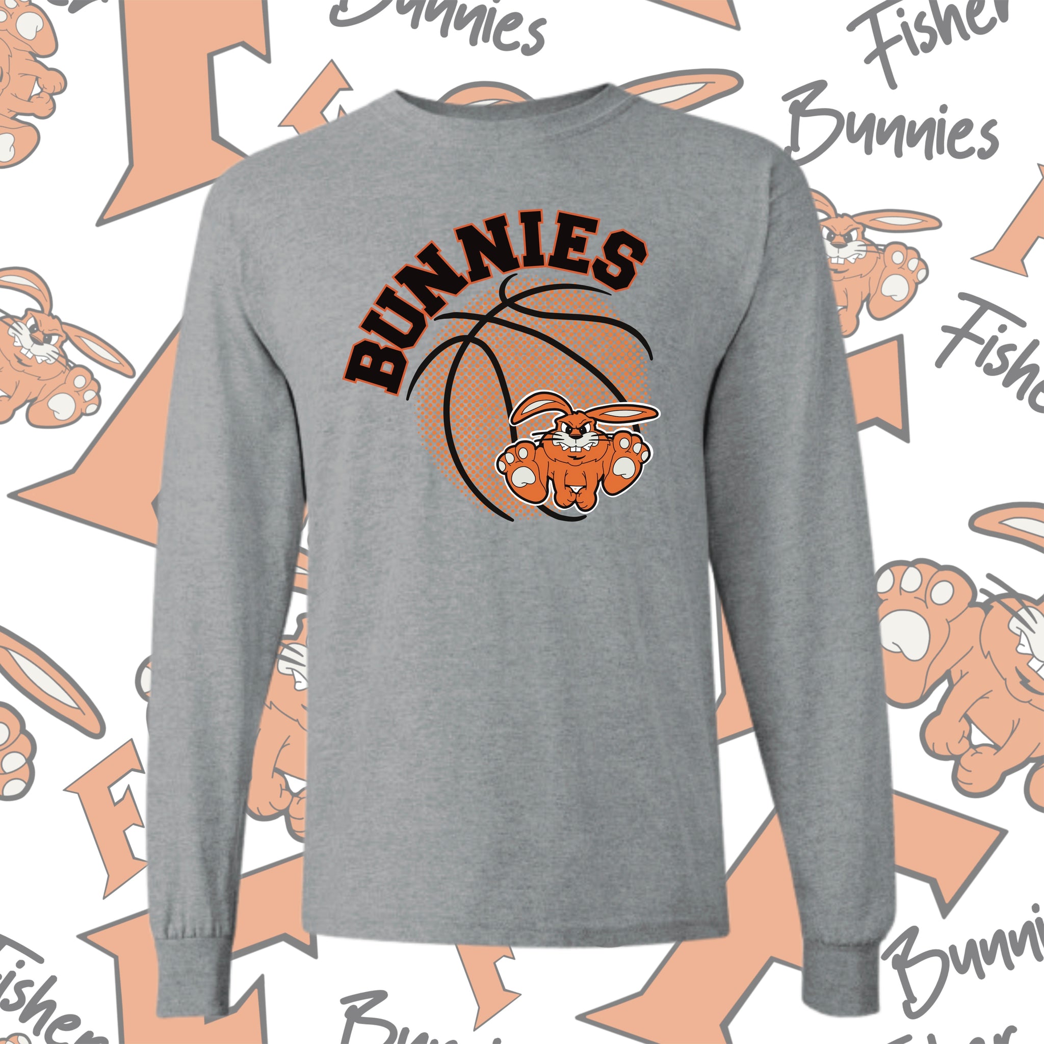 Fisher Basketball Ball Design Cotton Long Sleeve Tee