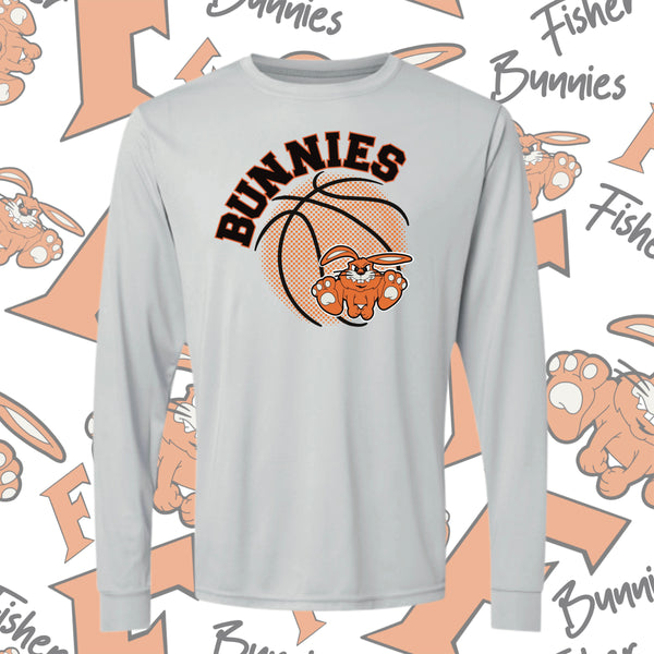 Fisher Bunnies Basketball Ball Design Moisture-Wicking Long Sleeve Tee