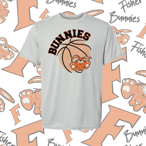 Fisher Bunnies Basketball Ball Design Moisture-Wicking Short Sleeve Tee