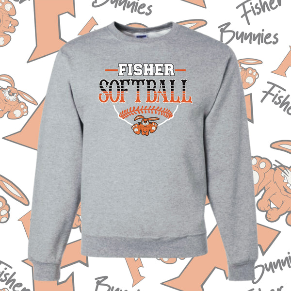 Fisher Softball Base Design Crewneck Sweatshirt
