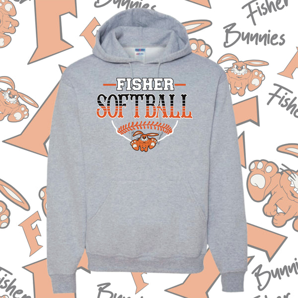 Fisher Bunnies Softball Base Design Hoodie