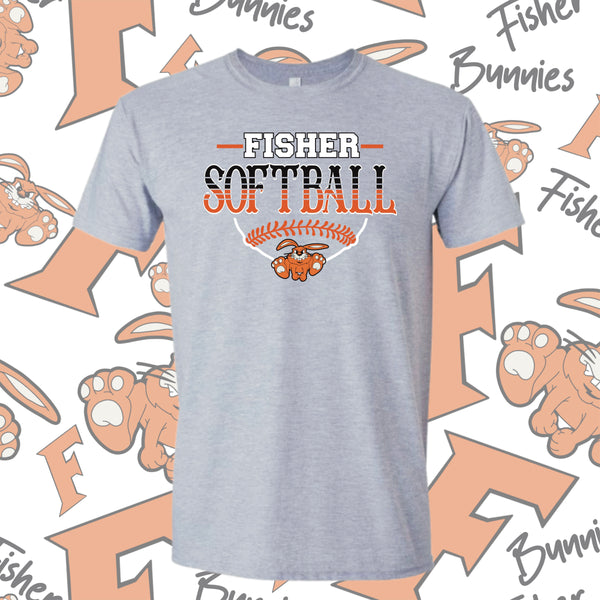 Cotton Fisher Softball Base Design Tee