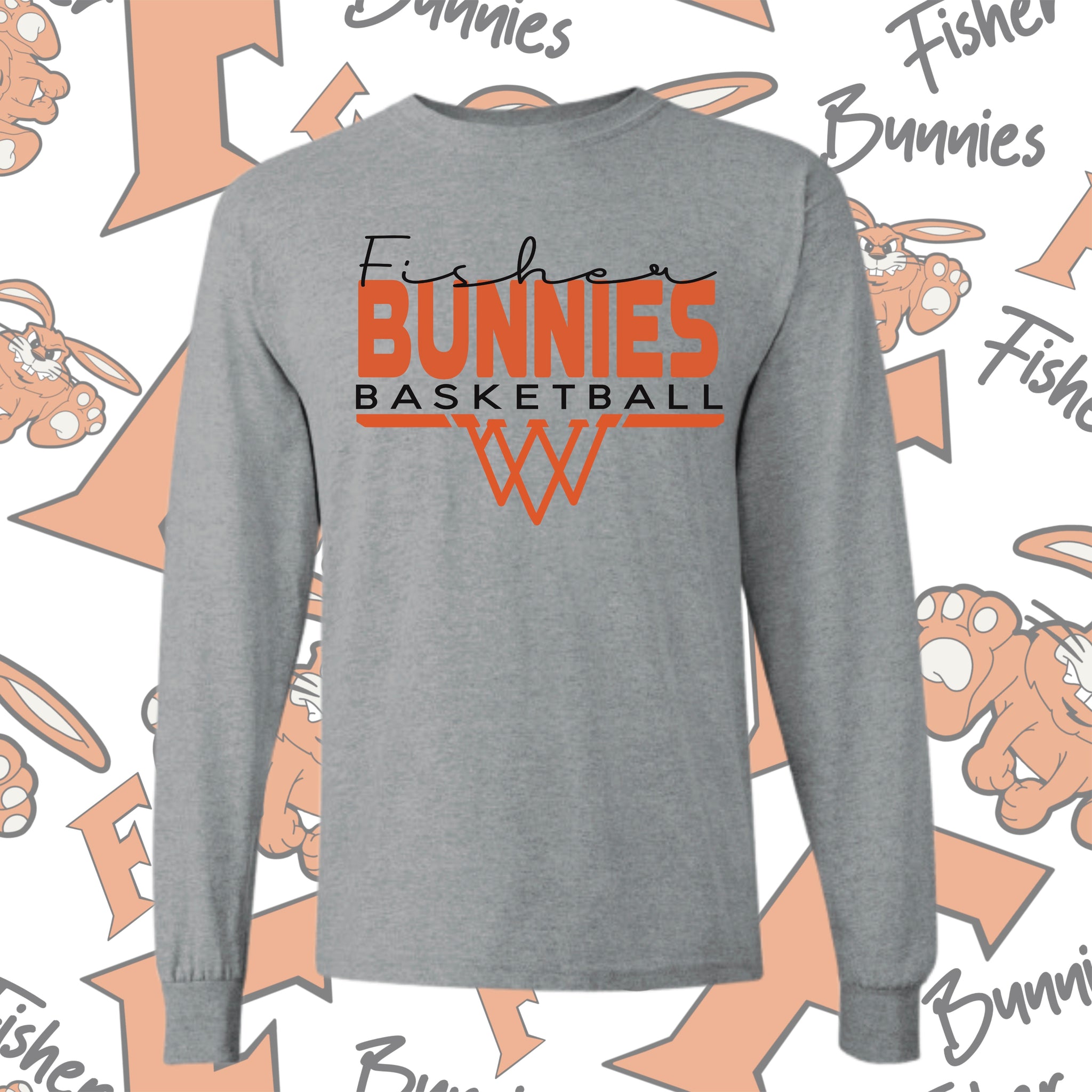 Fisher Basketball Basket Design Cotton Long Sleeve Tee