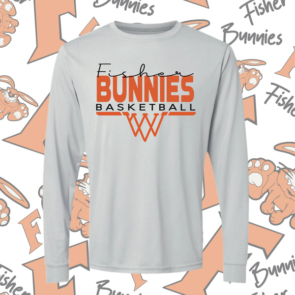 Fisher Bunnies Basketball Basket Design Moisture-Wicking Long Sleeve Tee