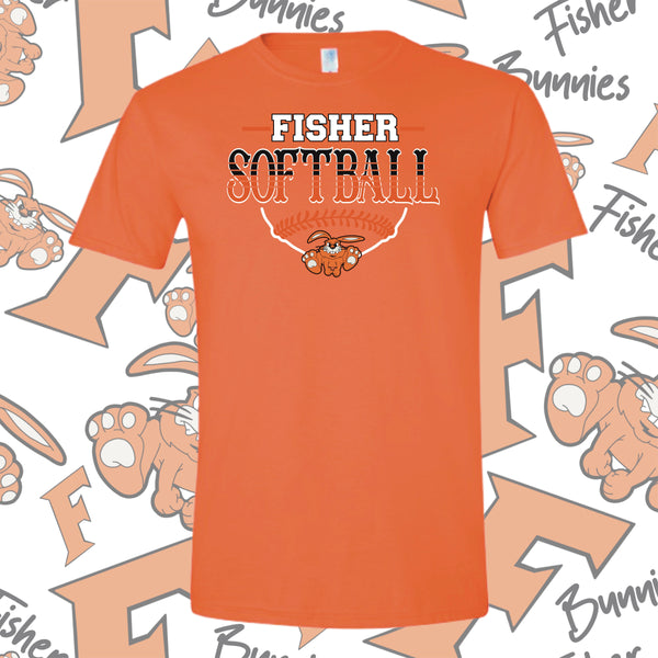 Cotton Fisher Softball Base Design Tee