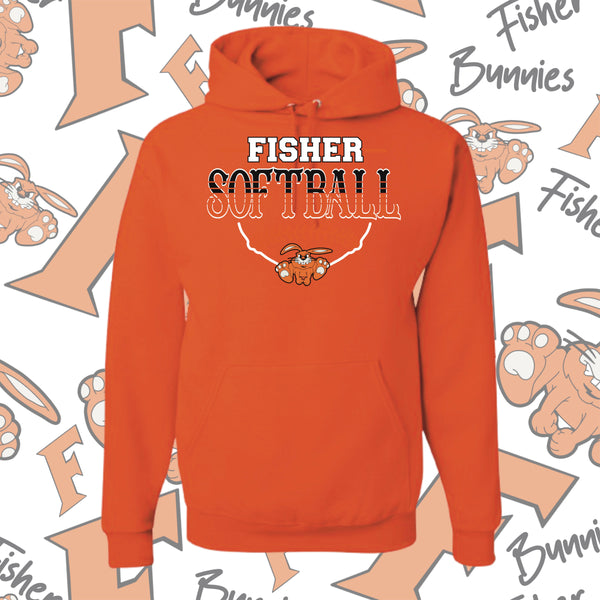 Fisher Bunnies Softball Base Design Hoodie
