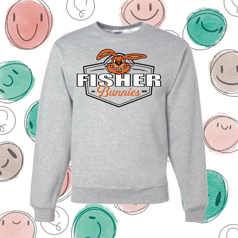 Gray Plaque Fisher Bunnies Crewneck