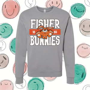 Stone Gray Fisher Bunnies Crewneck