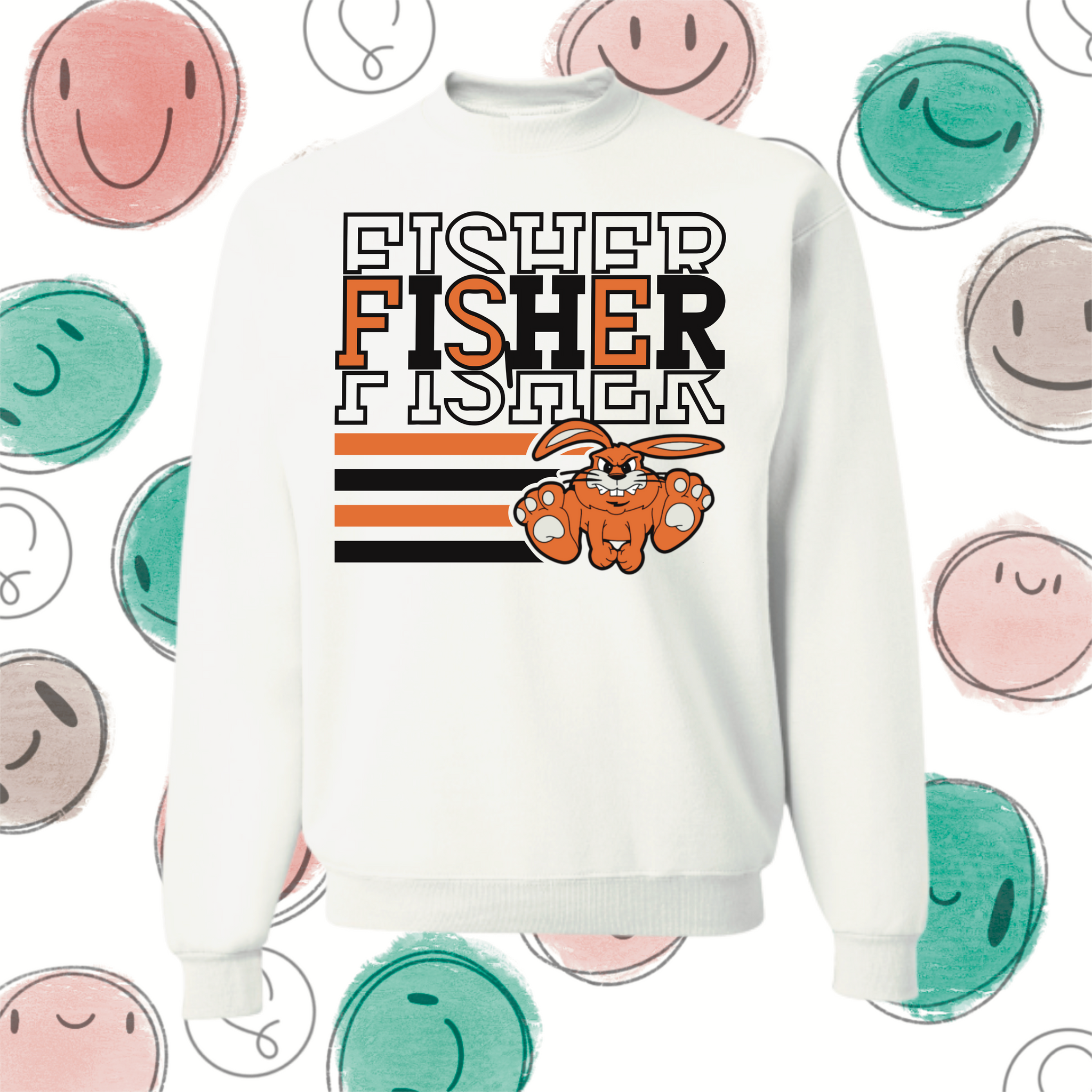 White Fisher Bunnies Crewneck