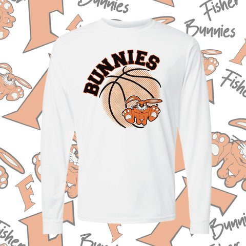 Fisher Bunnies Basketball Ball Design Moisture-Wicking Long Sleeve Tee