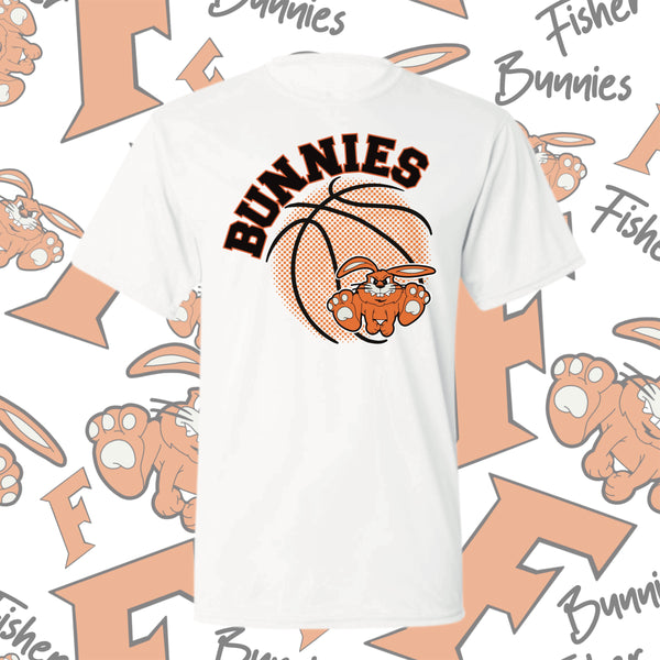 Fisher Bunnies Basketball Ball Design Moisture-Wicking Short Sleeve Tee