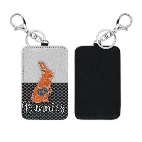 Line Art Fisher Bunnies Card Holder Keychain