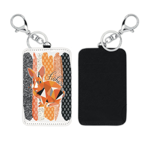 Geometric Fisher Bunnies Card Holder Keychain