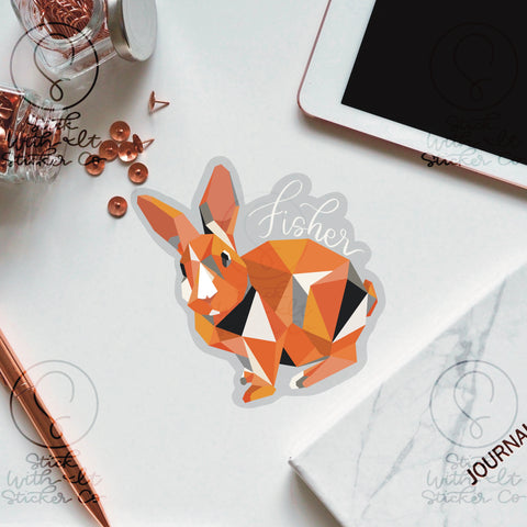 Geometric Fisher Bunnies Clear Vinyl Sticker