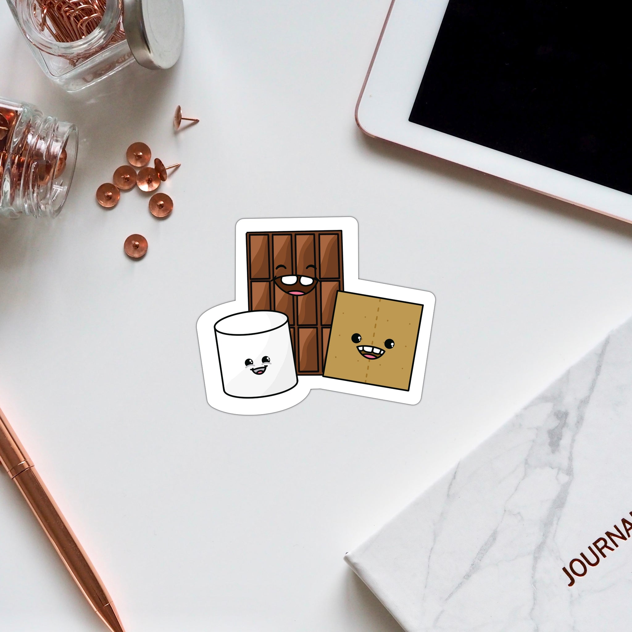 Marshmallow, Chocolate Bar, Graham Cracker, S'more Vinyl Sticker