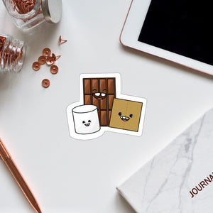 Marshmallow, Chocolate Bar, Graham Cracker, S'more Vinyl Sticker