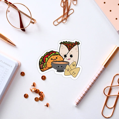 Taco, Burrito, Chips, and Queso Vinyl Sticker