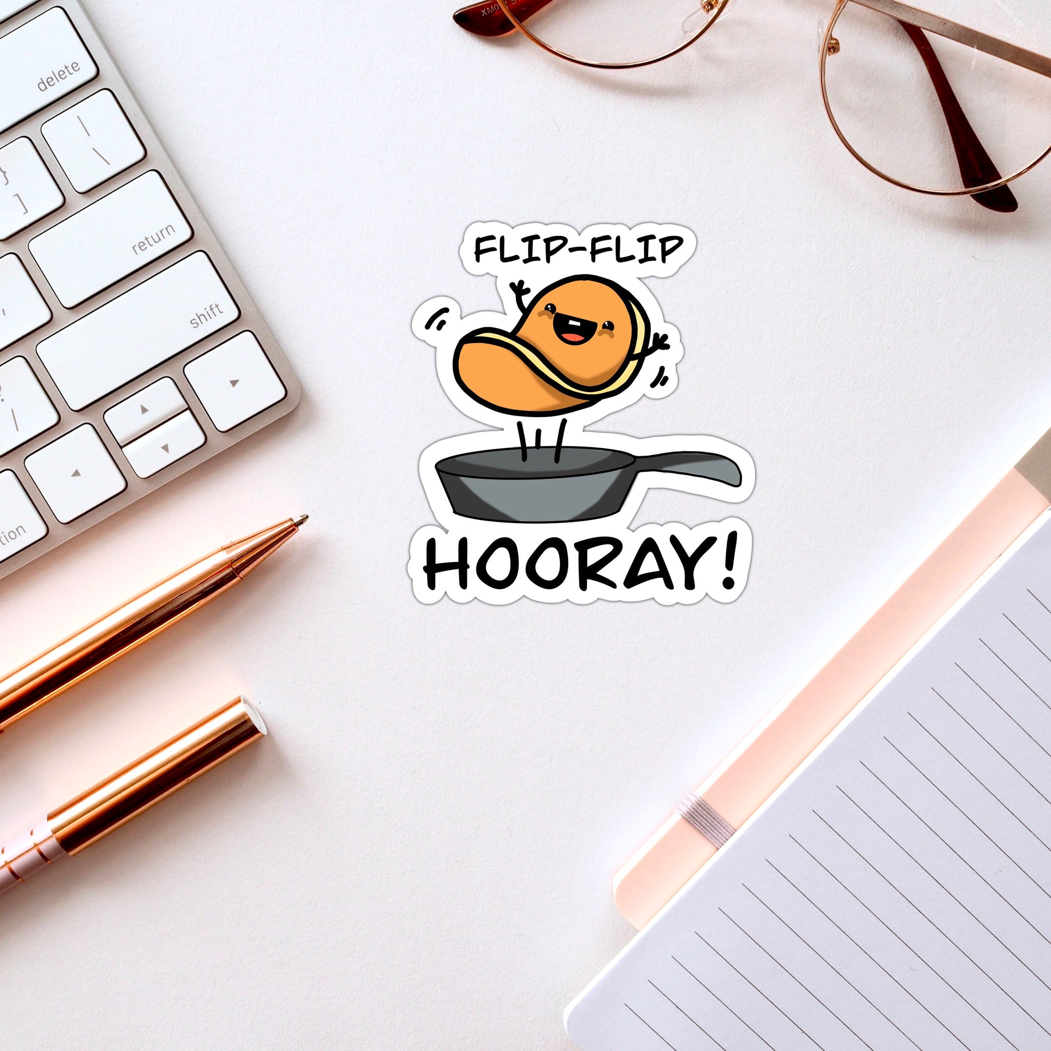 Flip Flip Hooray Pancake Food Pun Vinyl Sticker