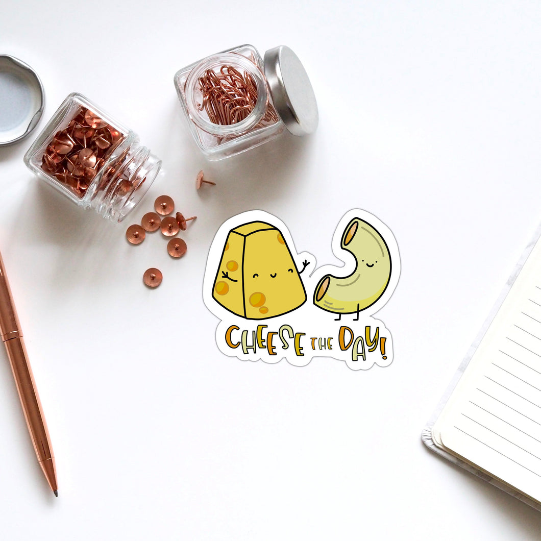 Cheese The Day Macaroni And Cheese Food Pun Vinyl Sticker