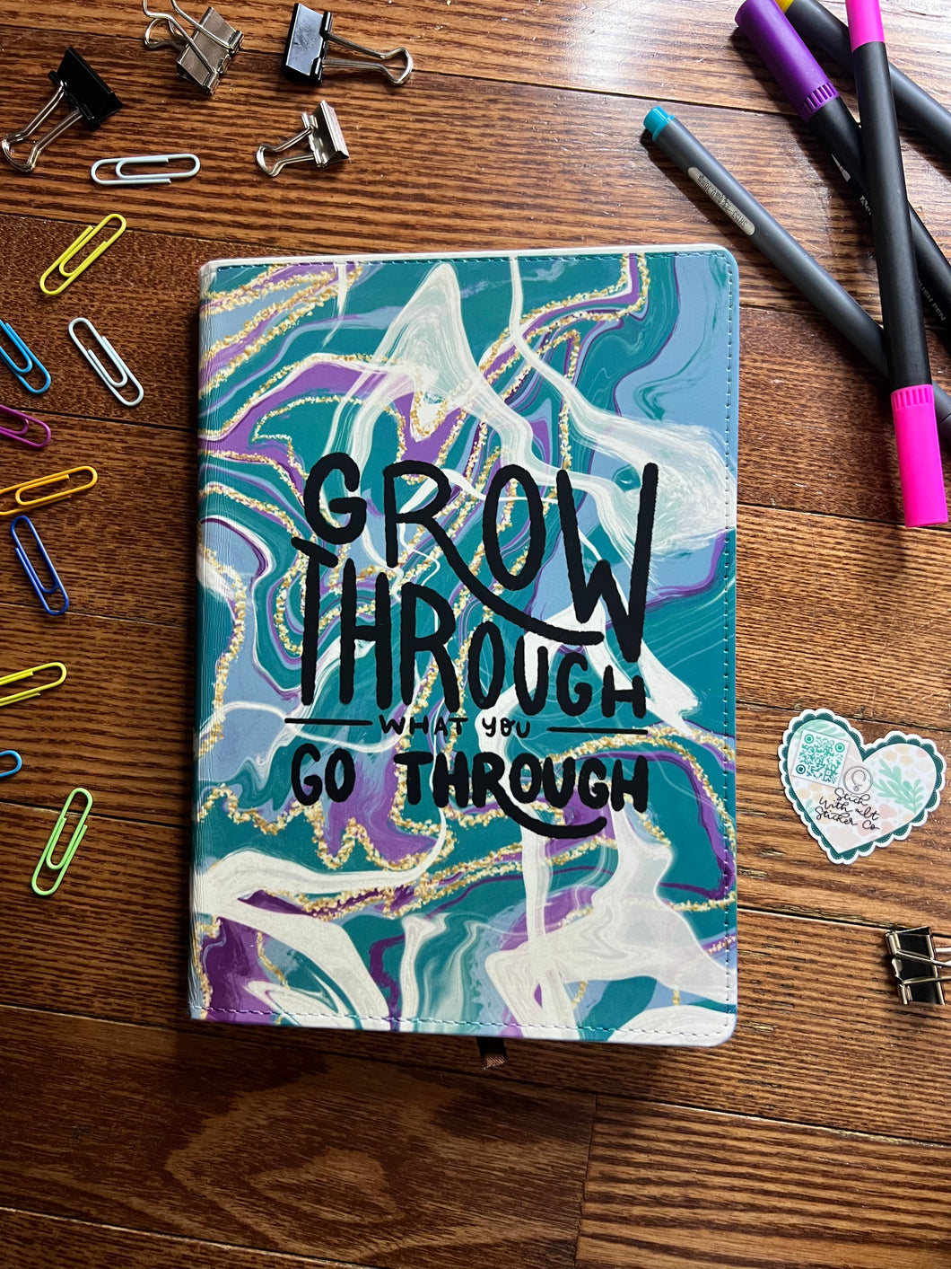 Grow Through What You Go Through Faux Leather Notebook